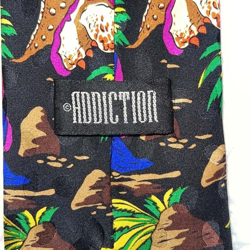ADDICTION DINOSAUR SILK TIE Black - Picture 2 of 7